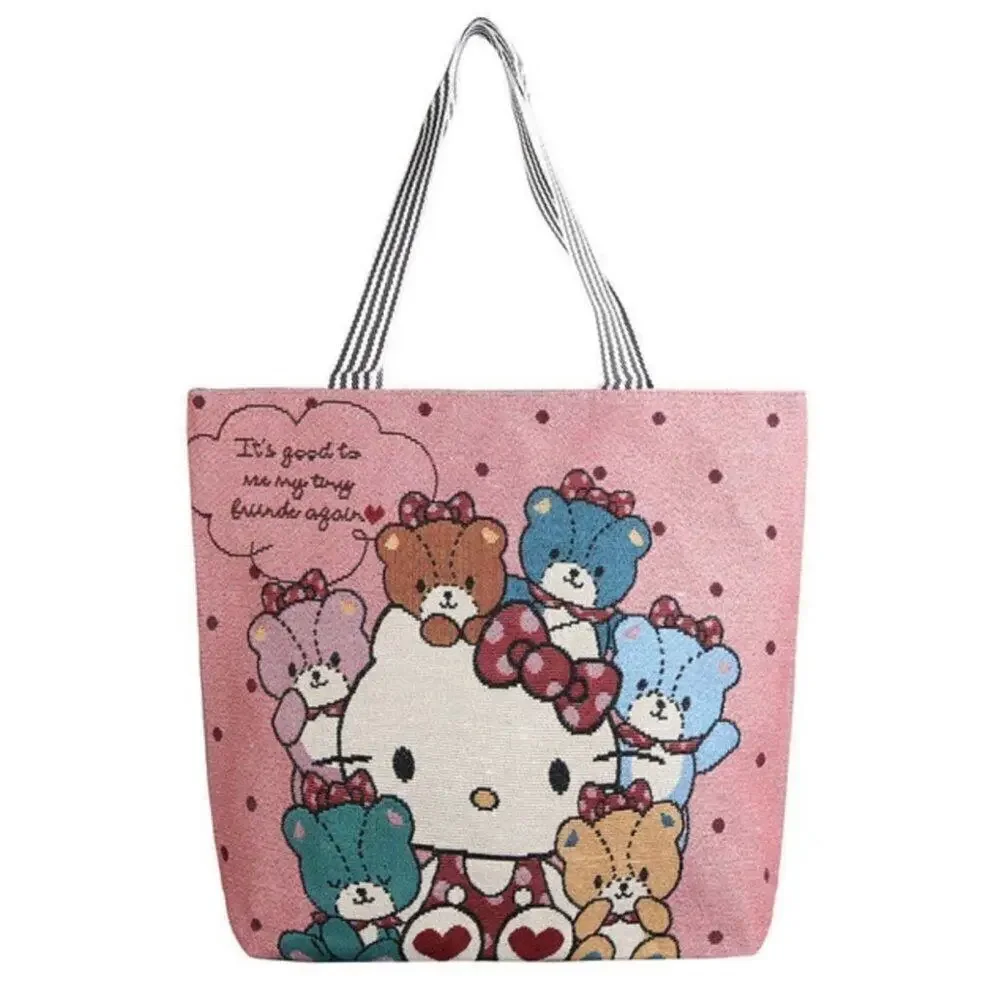 Sanrio Hello Kitty & Teddy Bears Large Zip Canvas Tote Bag